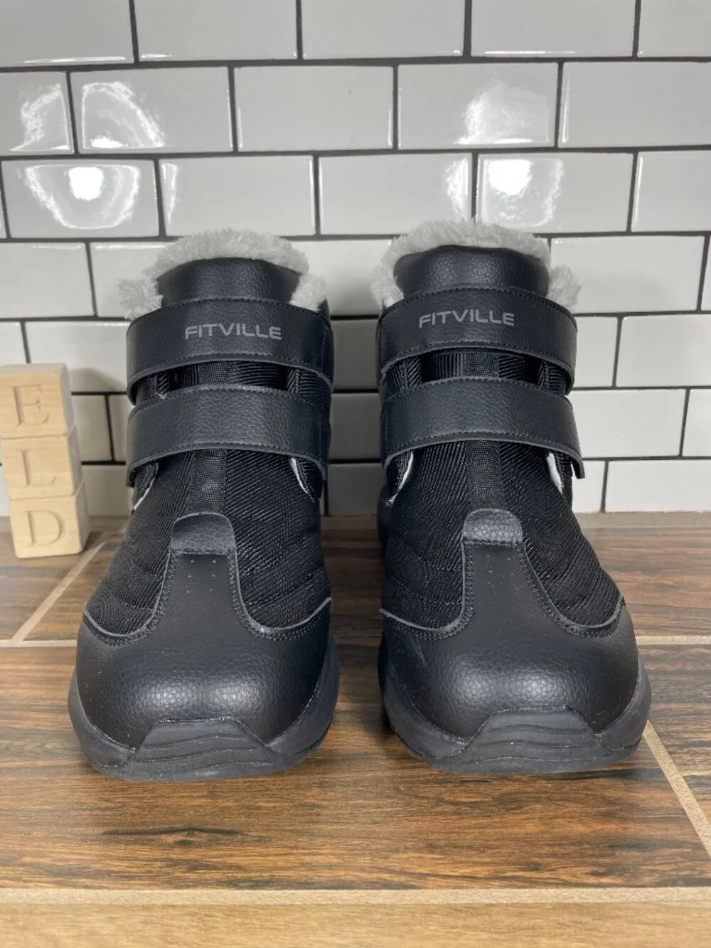 FitVille CozyCore V3 Shoes Mens Size 9 Wide Black Double Strap Winter Boot